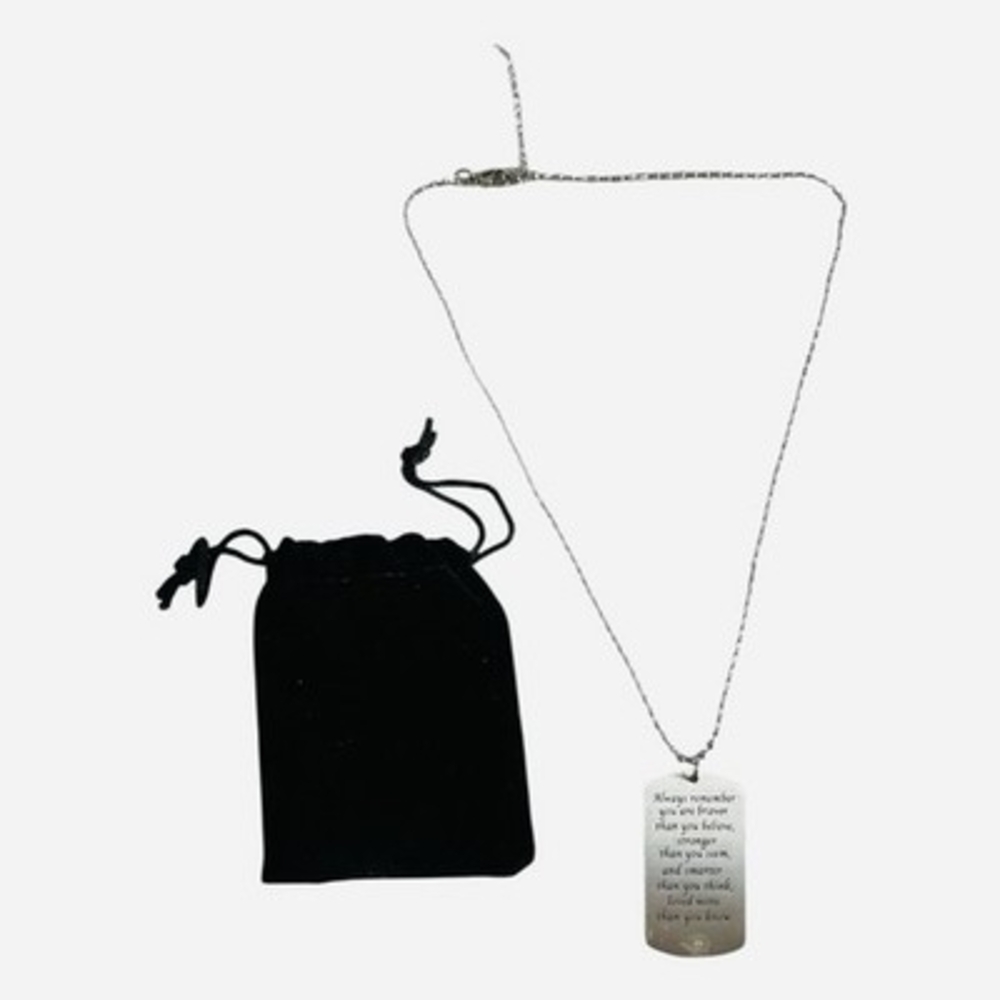 Stainless Steel Dog Tag Pendant Necklace Inspirational Quote Gift Unisex NIP - Picture 5 of 6